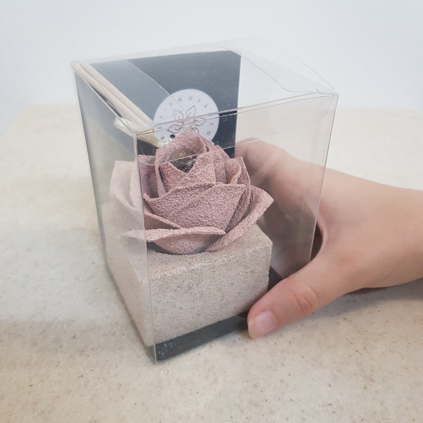 Diffusore Ambiente Rosa Moderna in Sughero Rosa – Elegante Profumatore Naturale - Fabris Solutions