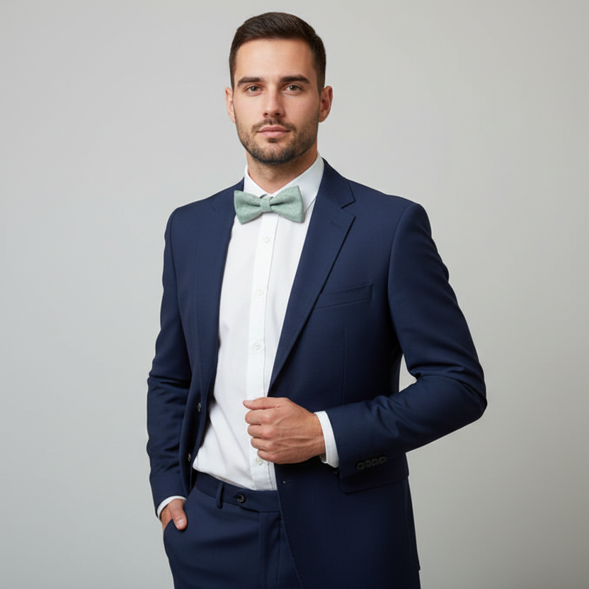 Set Papillon e Gemelli in Sughero Sage Whisper con Scatola di Latta – Elegante Accessorio Uomo - Fabris Solutions