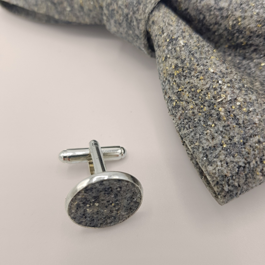 Set Papillon e Gemelli in Marmo Lunar Glow con Scatola di Latta – Elegante Accessorio Uomo - Fabris Solutions