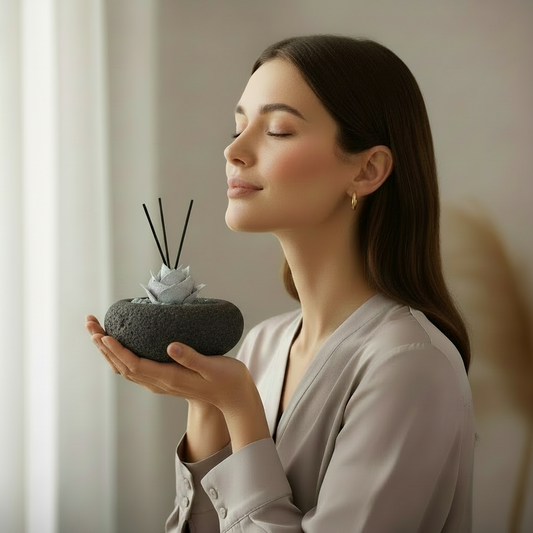 Diffusore Profumato per Ambienti Zen Nero – Petali di Sughero Rosa Bianca | Artigianale - Fabris Solutions
