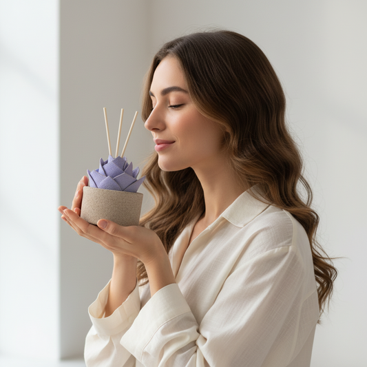 Diffusore Ambiente Rosa Moderna in Sughero Lilla – Elegante Profumatore Naturale - Fabris Solutions