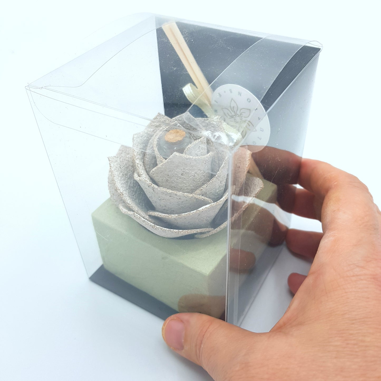 Diffusore Ambiente Rosa Piperita in Sughero Bianco – Elegante Profumatore Naturale - Fabris Solutions