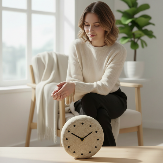 Orologio da Tavolo “Zen” bianco – Linea Petali di Sughero - Fabris Solutions