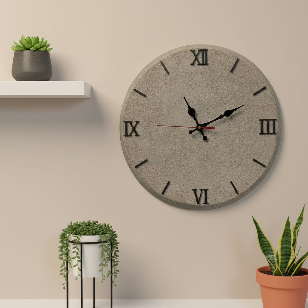 Orologio da parete "Grigio pietra" - Numeri Romani - Pezzo unico - Fabris Solutions