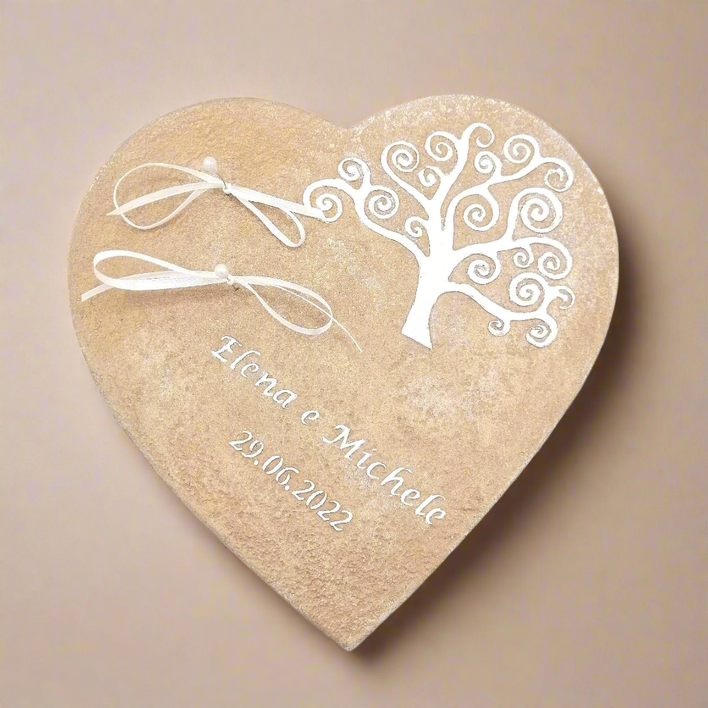 Porta fedi "Cuore in Sughero con Albero della Vita" - Un connubio tra natura ed eleganza per il tuo amore eterno - Fabris Solutions