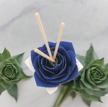 Diffusore Ambiente Rosa Raffinata in Sughero Blu – Elegante Profumatore Naturale - Fabris Solutions