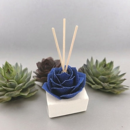 Diffusore Ambiente Rosa Raffinata in Sughero Blu – Elegante Profumatore Naturale - Fabris Solutions