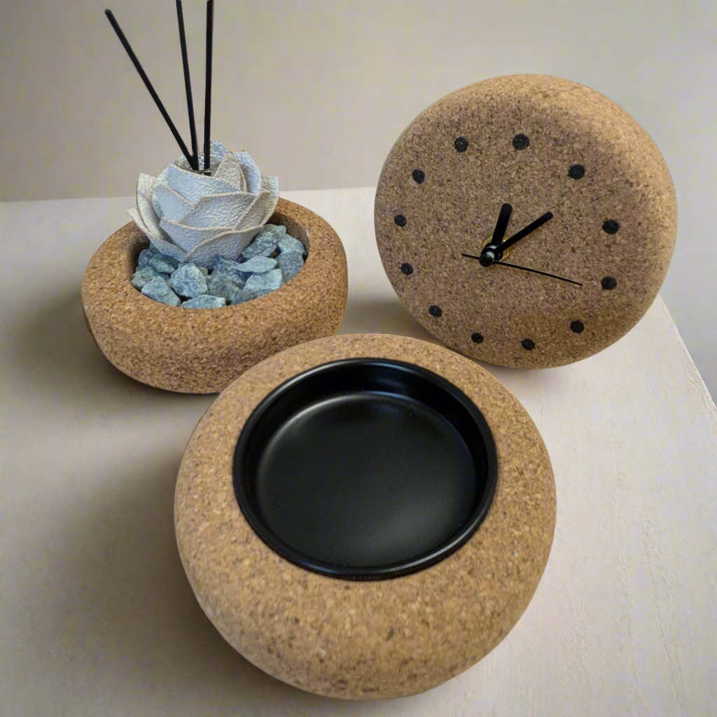 Orologio da Tavolo “Zen” naturale – Linea Petali di Sughero