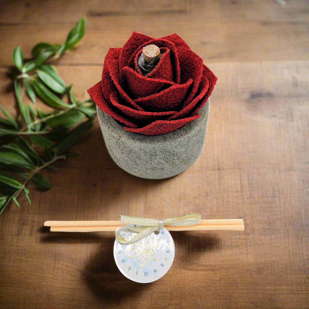 Diffusore Ambiente Rosa Maravee in Sughero Rosso – Elegante Profumatore Naturale - Fabris Solutions