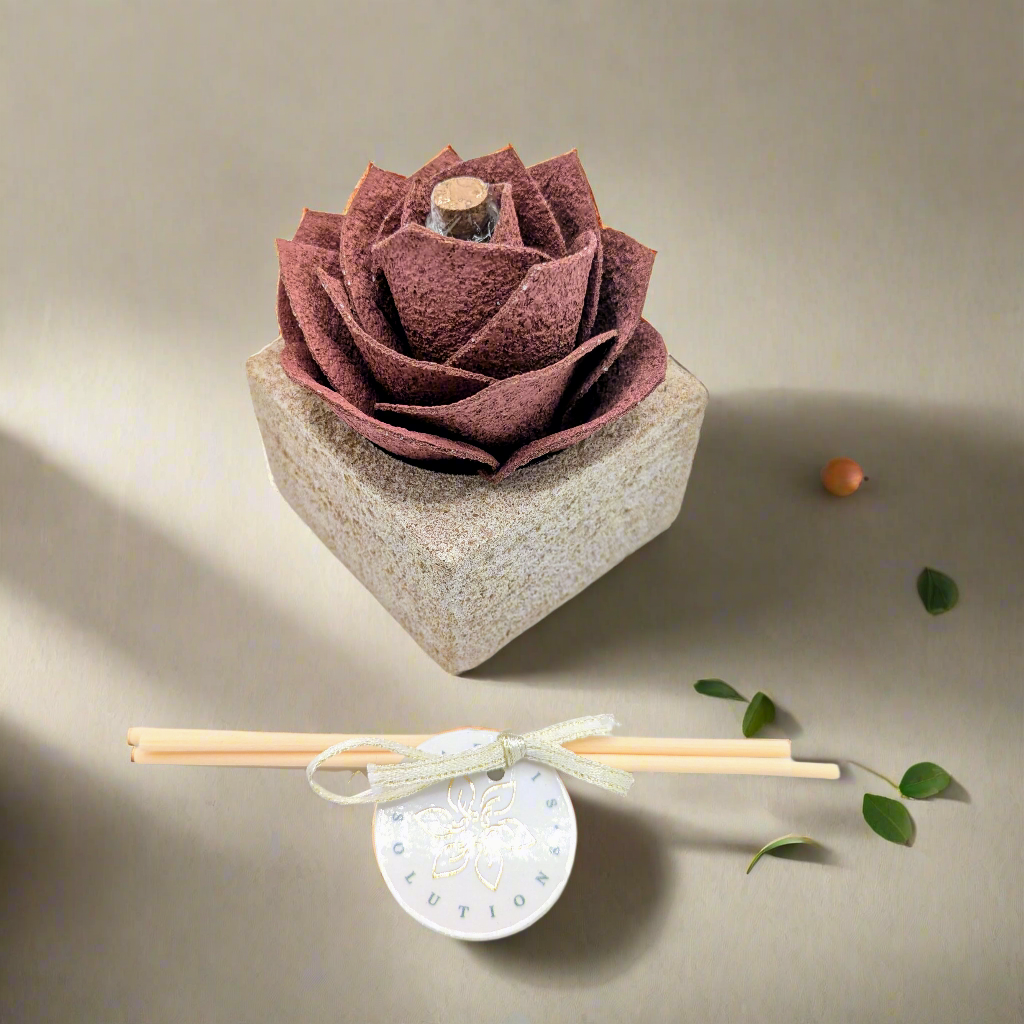Diffusore Ambiente Rosa Moderna in Sughero Rosa Antico– Elegante Profumatore Naturale - Fabris Solutions