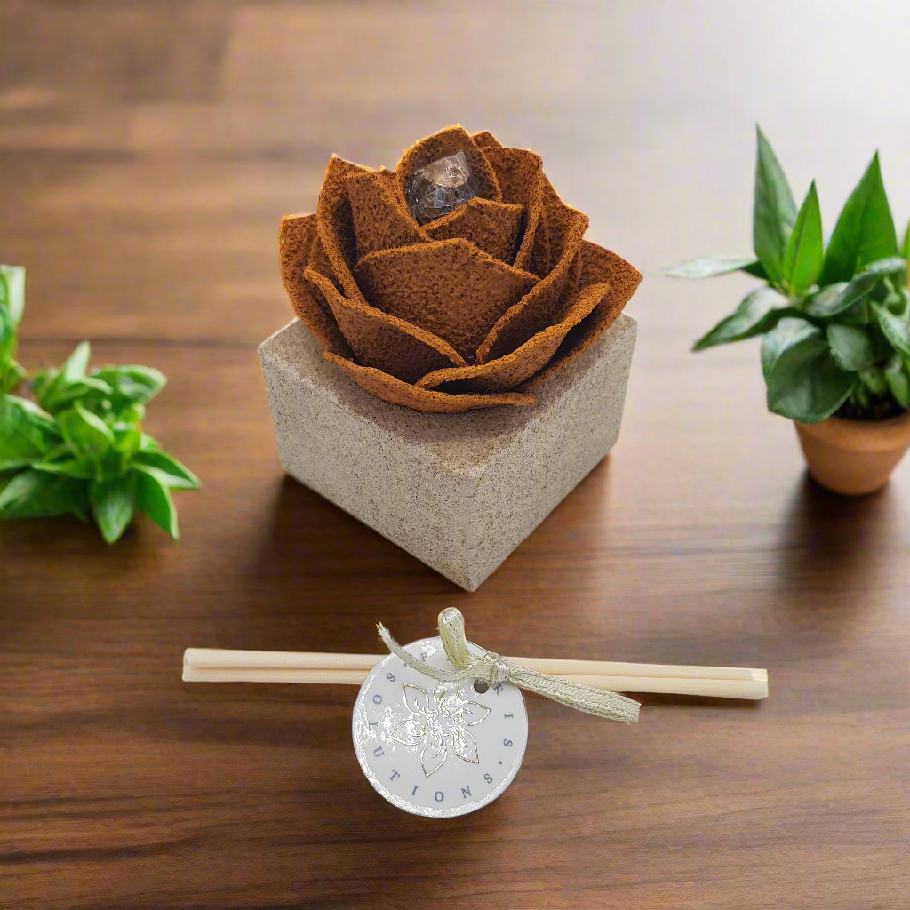 Linea Petali di Sughero: Diffusori Eleganti - Modello Rosa Moderna - Colore arancio - Fabris Solutions