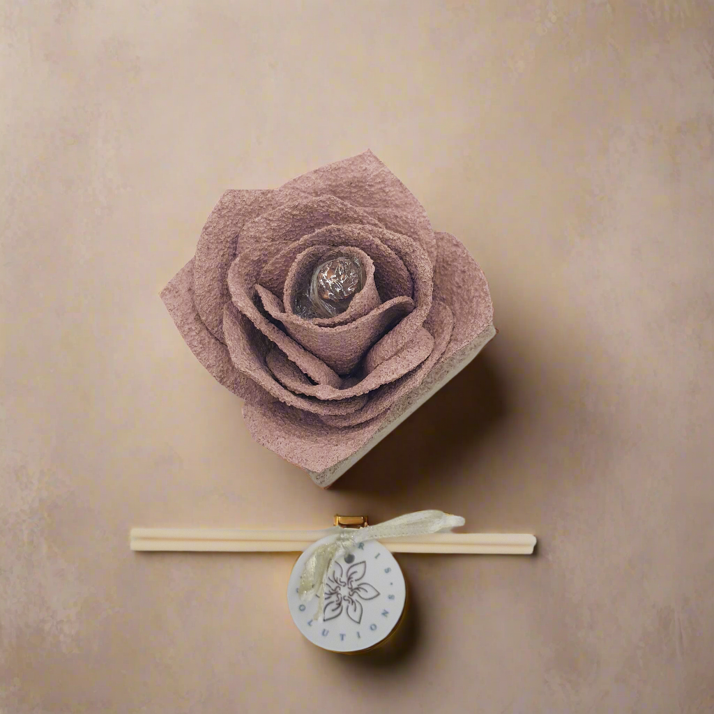 Diffusore Ambiente Rosa Moderna in Sughero Rosa – Elegante Profumatore Naturale - Fabris Solutions