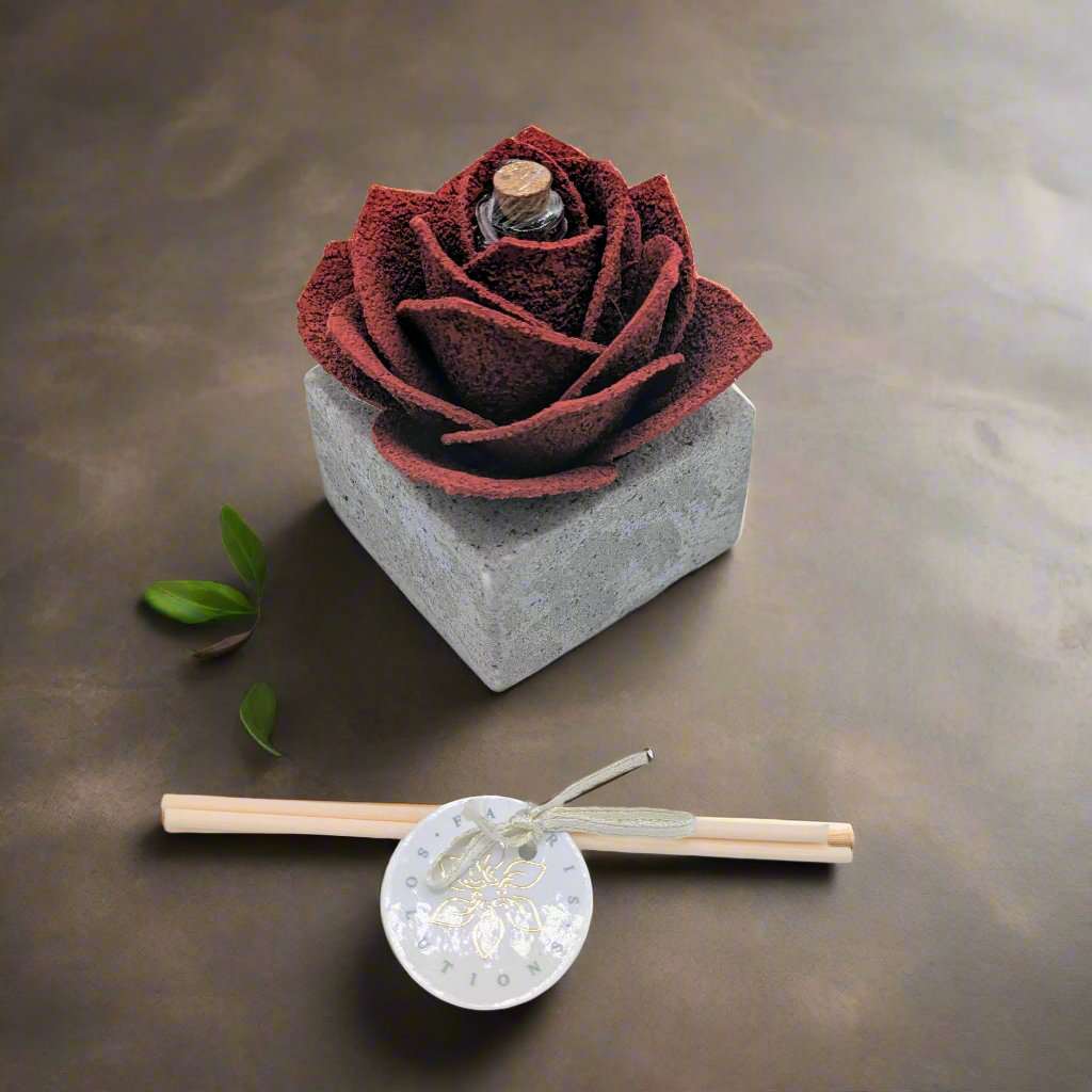 Diffusore Ambiente Rosa Maravee in Sughero Rosso – Elegante Profumatore Naturale - Fabris Solutions