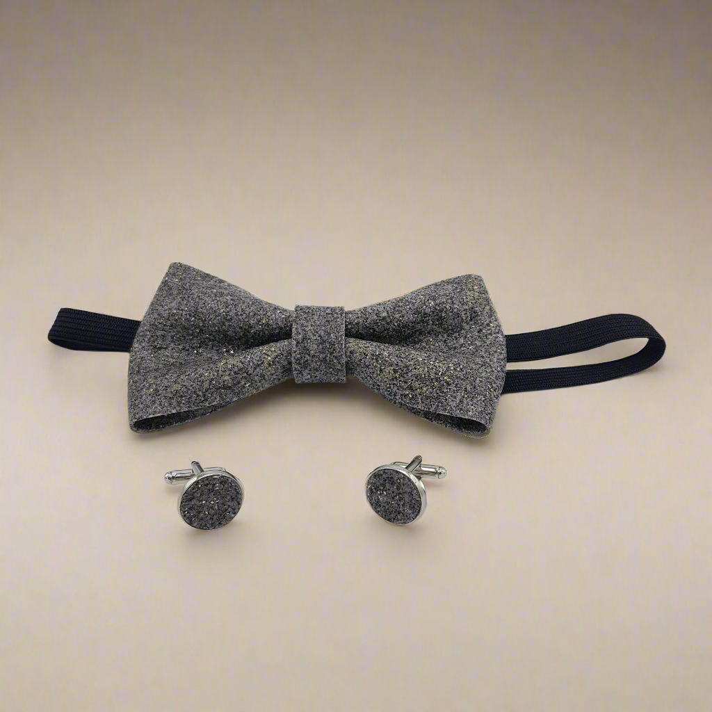 Set Papillon e Gemelli in Marmo Lunar Glow con Scatola di Latta – Elegante Accessorio Uomo - Fabris Solutions