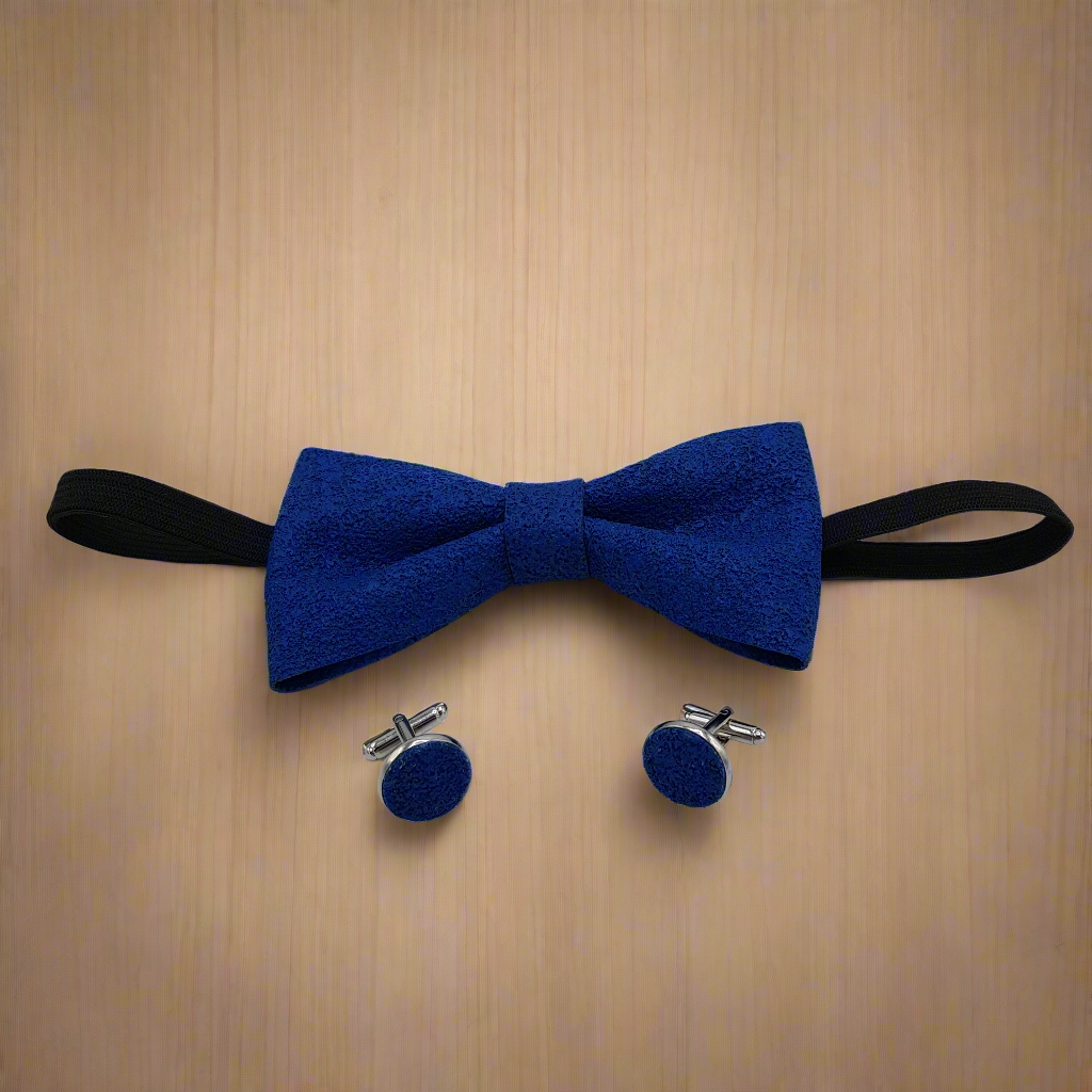 Set Papillon e Gemelli in Sughero Cobalt Dream con Scatola di Latta – Elegante Accessorio Uomo - Fabris Solutions
