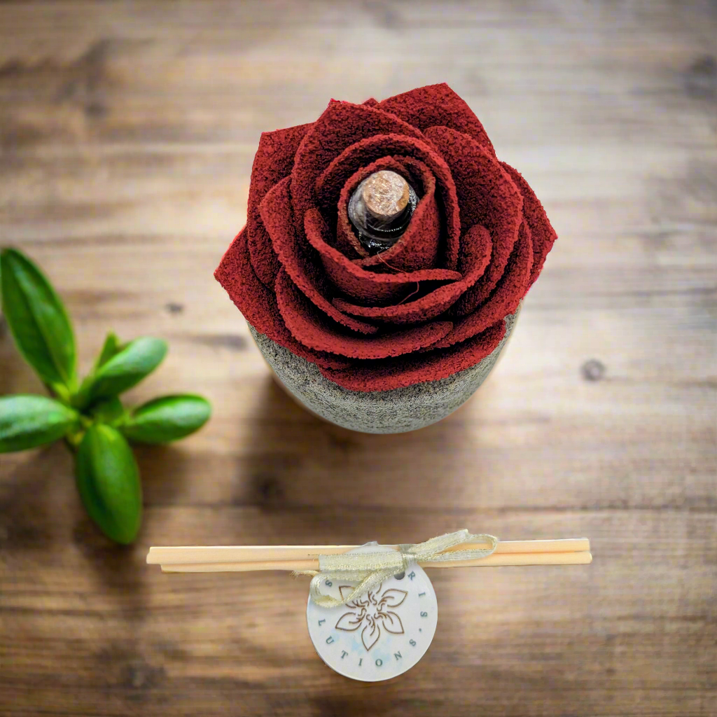 Diffusore Ambiente Rosa Maravee in Sughero Rosso – Elegante Profumatore Naturale - Fabris Solutions