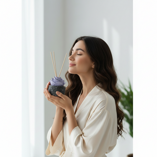 Diffusore Ambiente Rosa Ricercata in Sughero Lilla – Elegante Profumatore Naturale - Fabris Solutions
