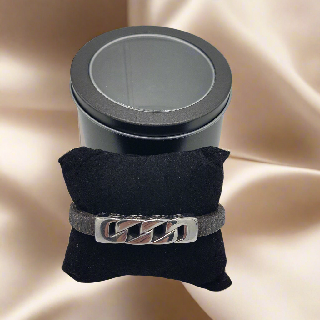 Bracciale Uomo Slate Charm in Sughero e Acciaio – Elegante Accessorio Naturale - Fabris Solutions