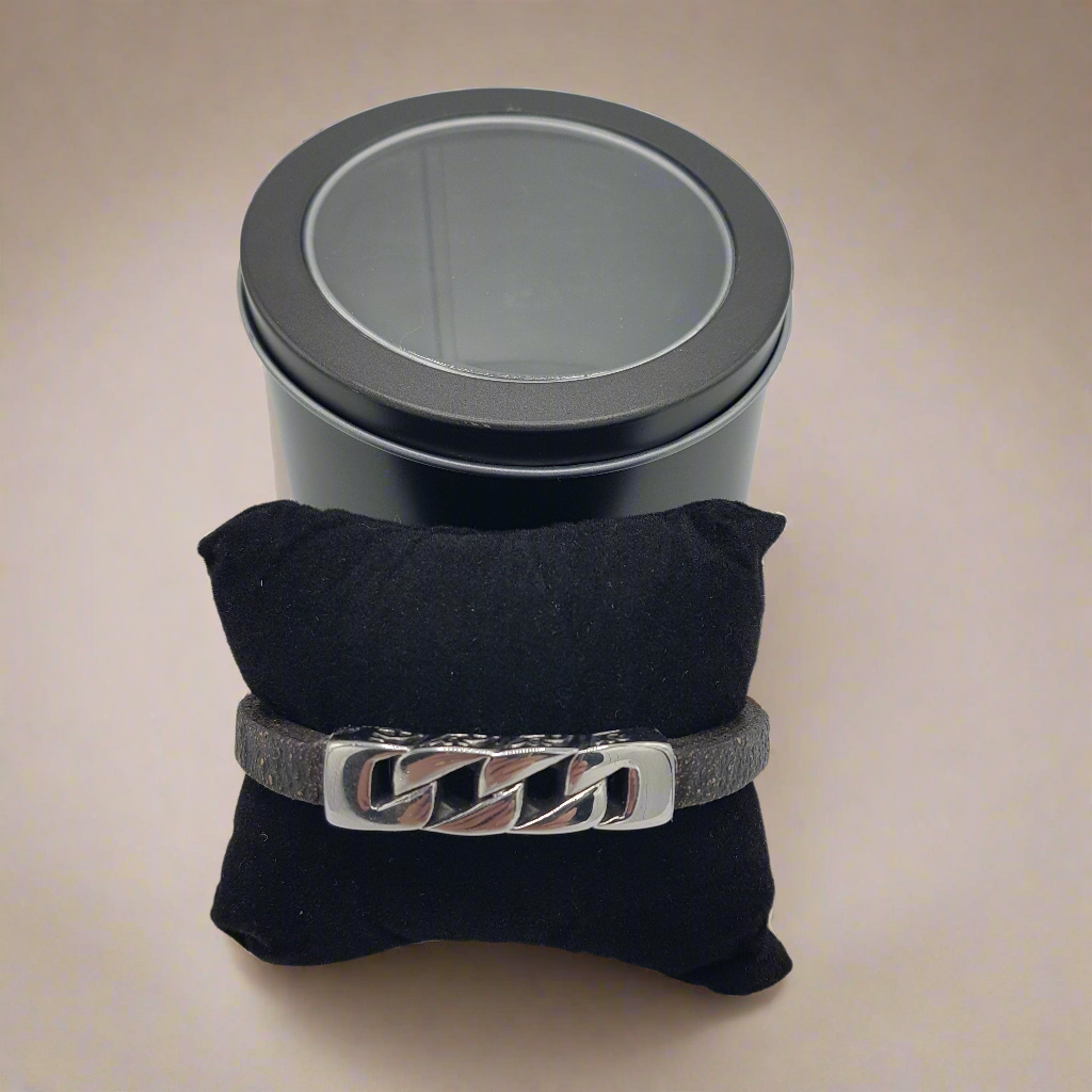Bracciale Uomo Slate Charm in Sughero e Acciaio – Elegante Accessorio Naturale - Fabris Solutions