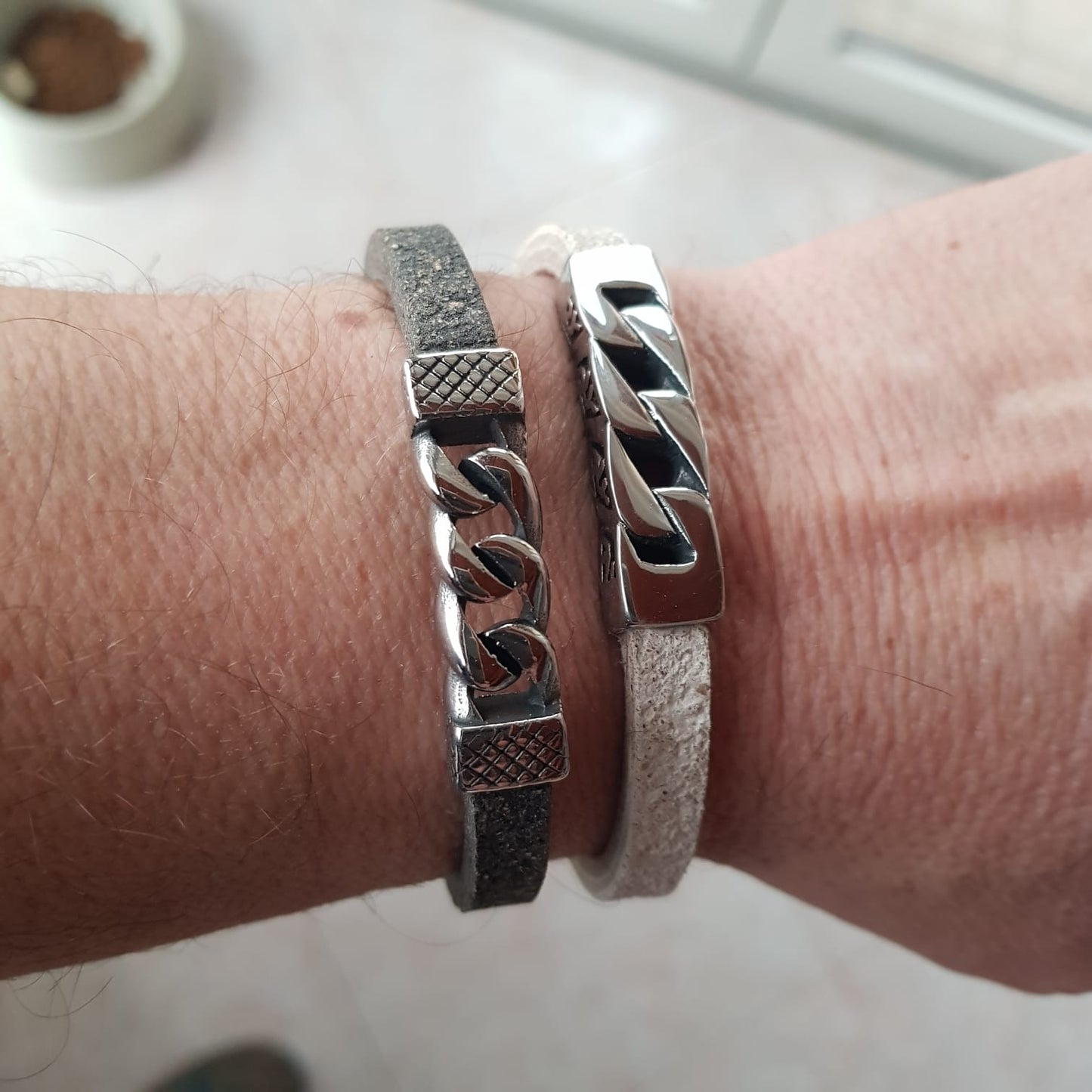 Bracciale Uomo Lunar Glow in Marmo e Acciaio – Elegante Accessorio Naturale - Fabris Solutions