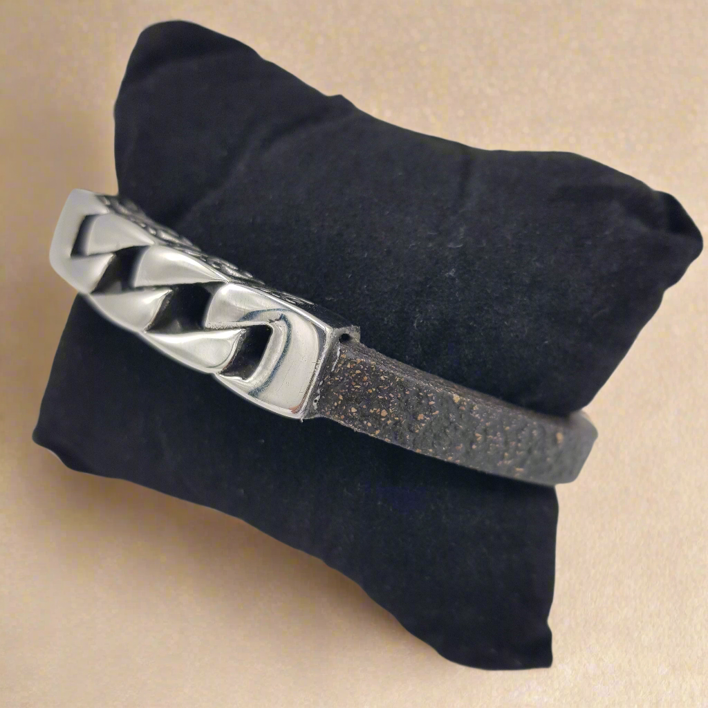 Bracciale Uomo Slate Charm in Sughero e Acciaio – Elegante Accessorio Naturale - Fabris Solutions