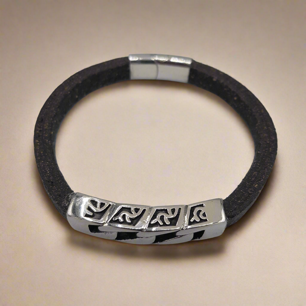 Bracciale Uomo Slate Charm in Sughero e Acciaio – Elegante Accessorio Naturale - Fabris Solutions