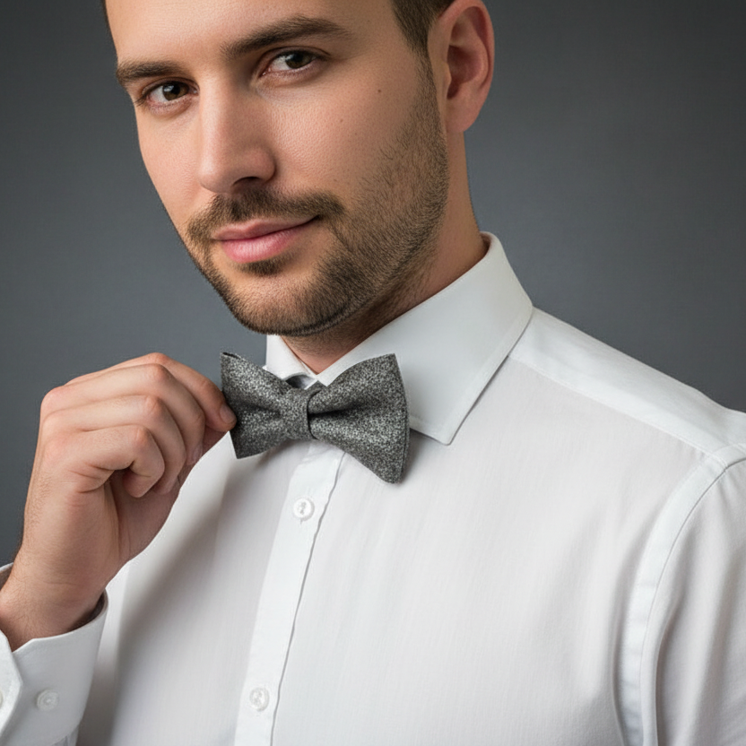 Set Papillon e Gemelli in Marmo Lunar Glow con Scatola di Latta – Elegante Accessorio Uomo - Fabris Solutions 