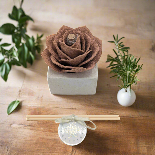 Diffusore Ambiente Rosa Raffinata in Sughero Pesca – Elegante Profumatore Naturale - Fabris Solutions 