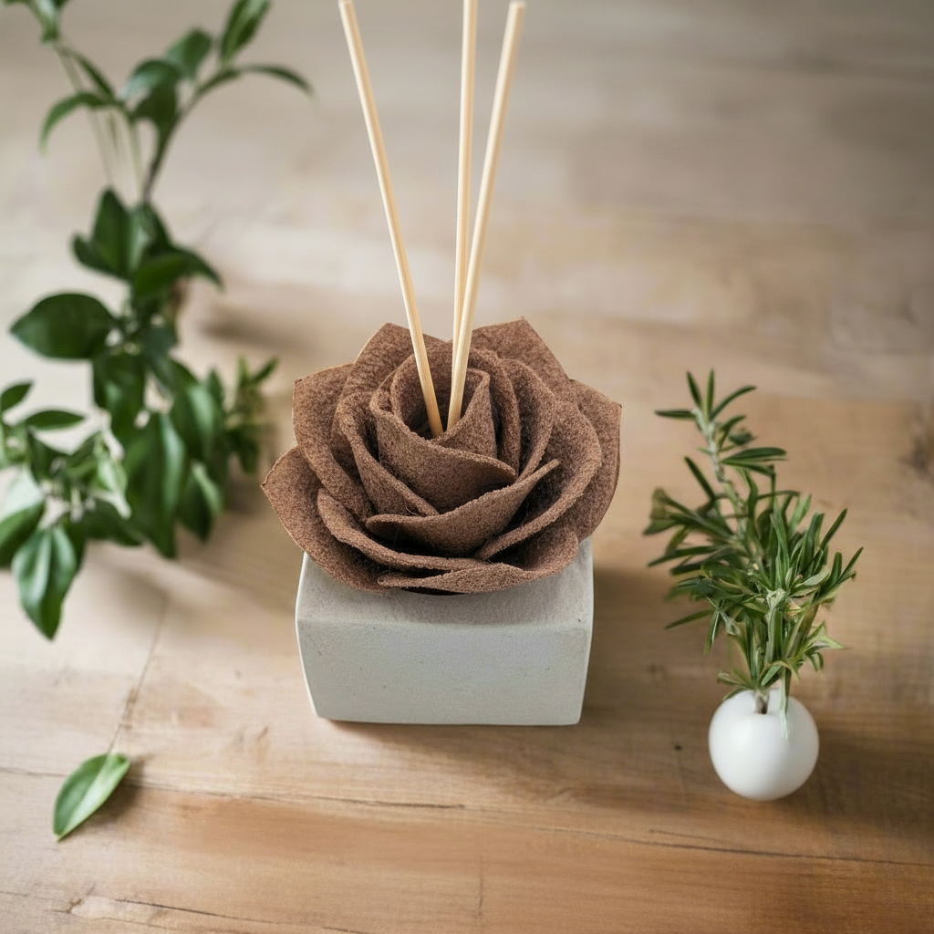 Diffusore Ambiente Rosa Raffinata in Sughero Pesca – Elegante Profumatore Naturale - Fabris Solutions 