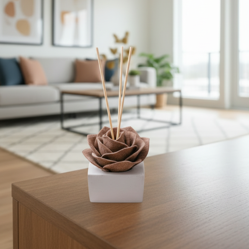 Diffusore Ambiente Rosa Raffinata in Sughero Pesca – Elegante Profumatore Naturale - Fabris Solutions 