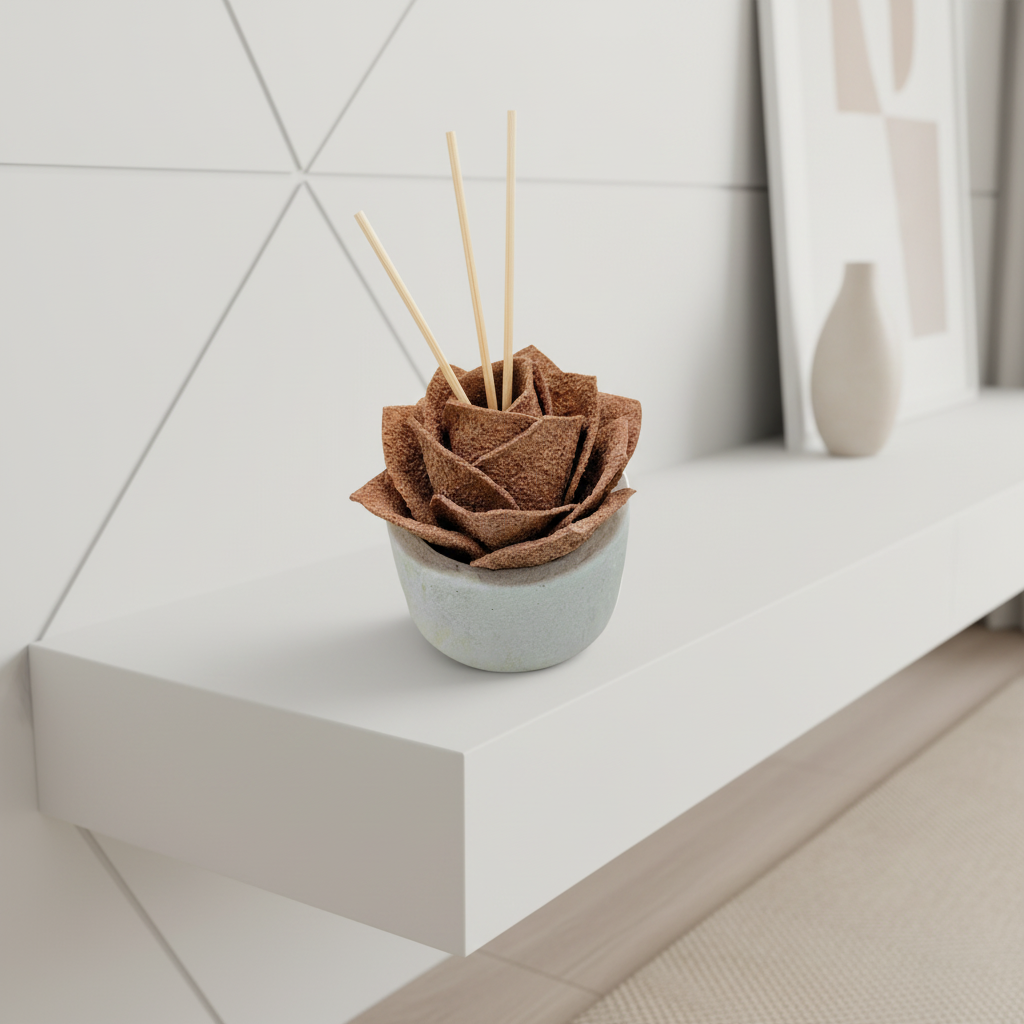 Diffusore Ambiente Rosa Raffinata in Sughero Pesca – Elegante Profumatore Naturale - Fabris Solutions 