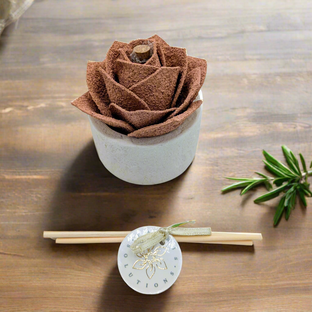 Diffusore Ambiente Rosa Raffinata in Sughero Pesca – Elegante Profumatore Naturale - Fabris Solutions 