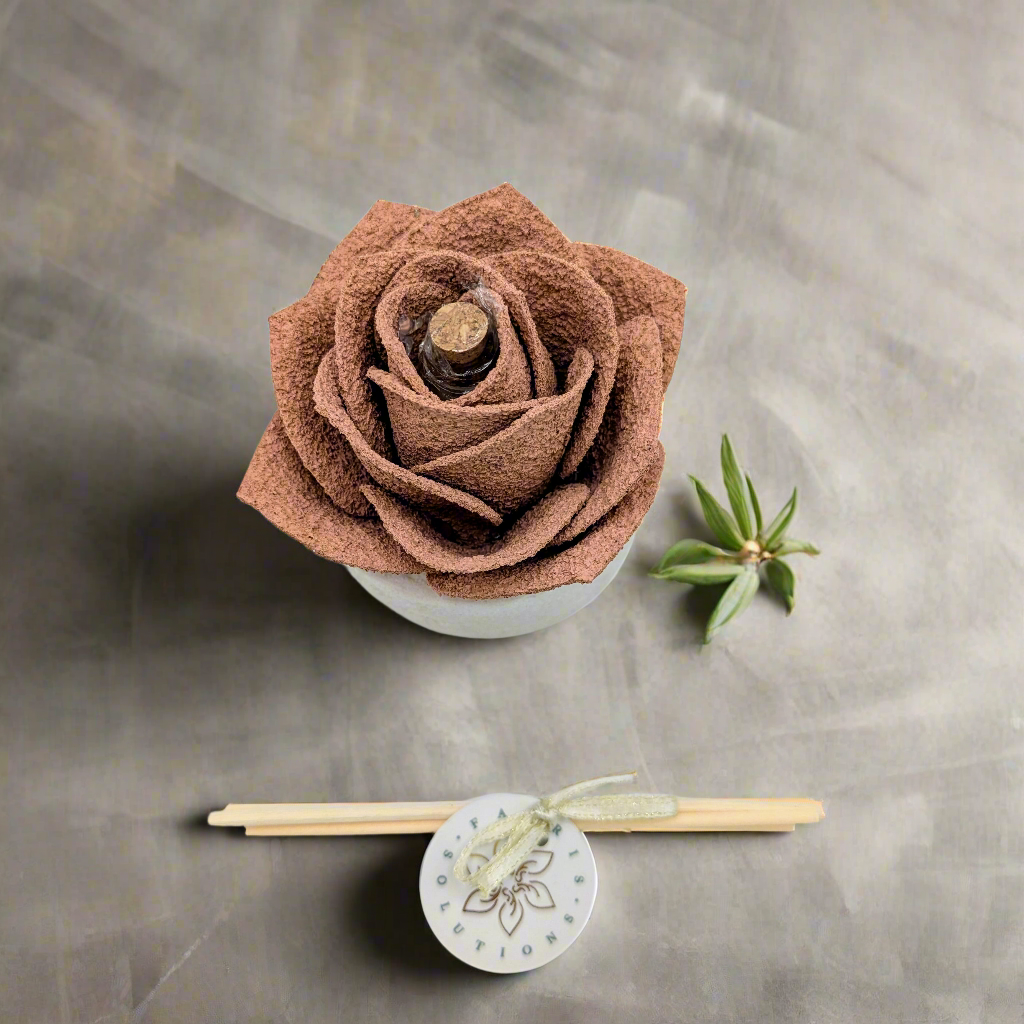 Diffusore Ambiente Rosa Raffinata in Sughero Pesca – Elegante Profumatore Naturale - Fabris Solutions 