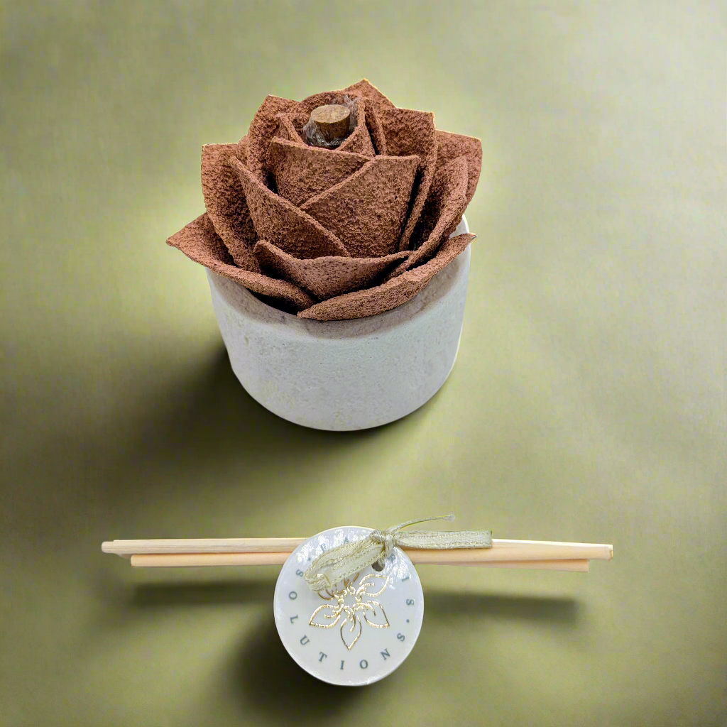 Diffusore Ambiente Rosa Raffinata in Sughero Pesca – Elegante Profumatore Naturale - Fabris Solutions 