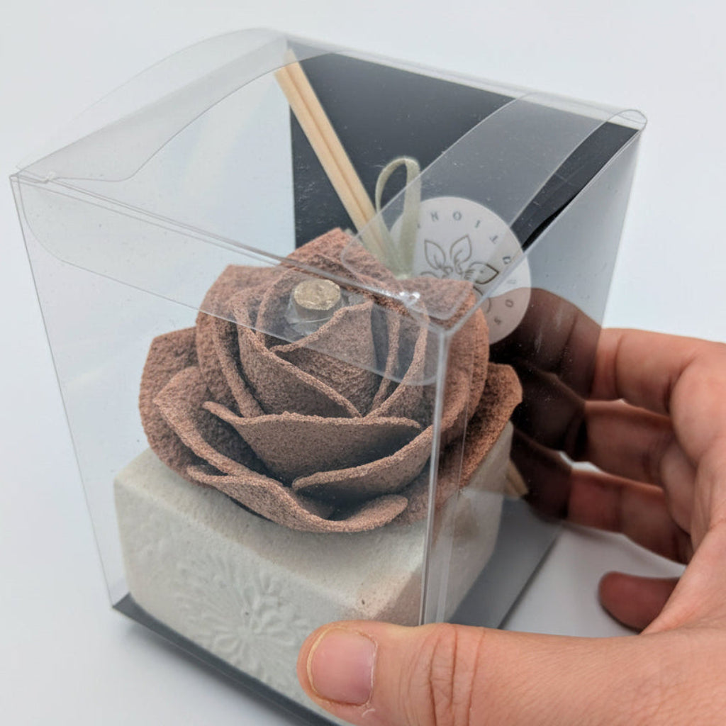 Diffusore Ambiente Rosa Raffinata in Sughero Pesca – Elegante Profumatore Naturale - Fabris Solutions 