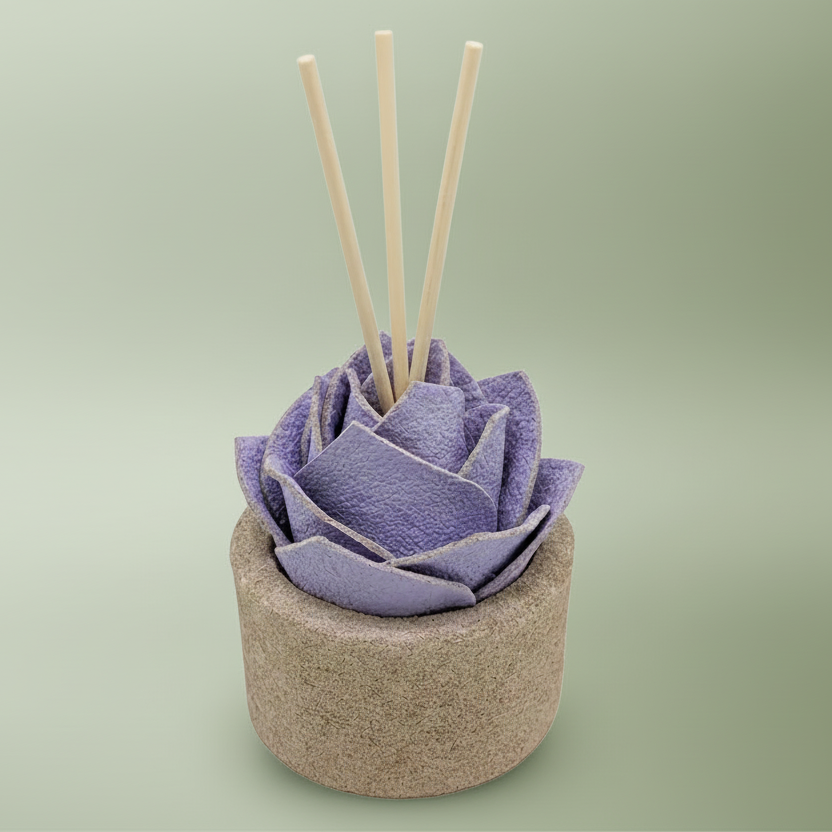 Diffusore Ambiente Rosa Moderna in Sughero Lilla  – Elegante Profumatore Naturale - Fabris Solutions 
