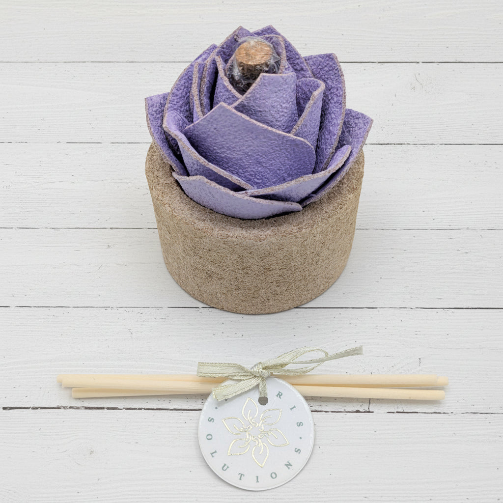 Diffusore Ambiente Rosa Moderna in Sughero Lilla  – Elegante Profumatore Naturale - Fabris Solutions 