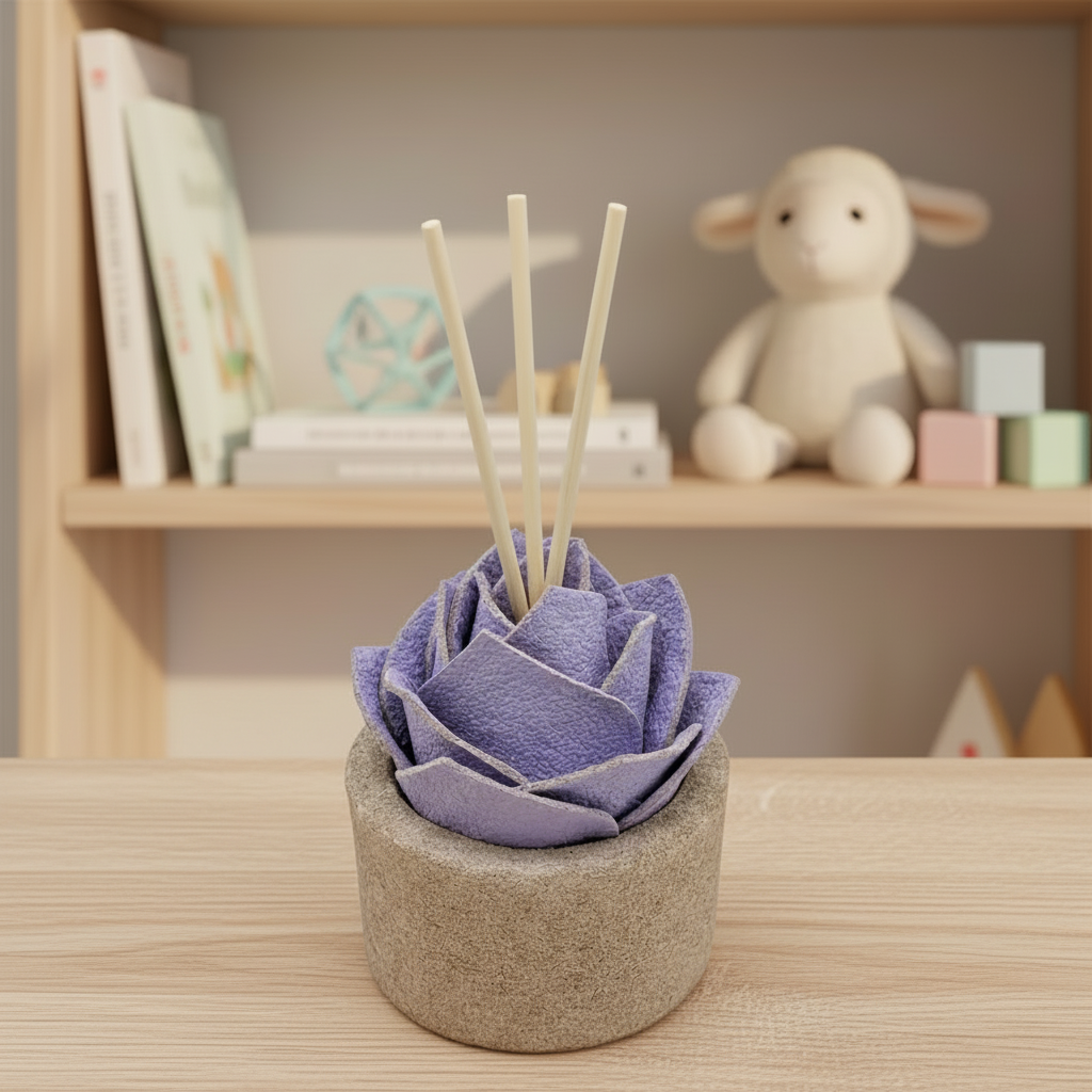 Diffusore Ambiente Rosa Moderna in Sughero Lilla  – Elegante Profumatore Naturale - Fabris Solutions 