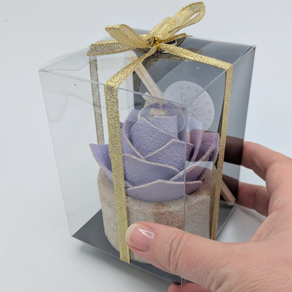 Diffusore Ambiente Rosa Moderna in Sughero Lilla  – Elegante Profumatore Naturale - Fabris Solutions 