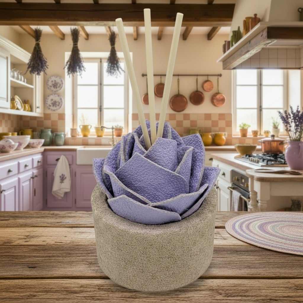 Diffusore Ambiente Rosa Moderna in Sughero Lilla  – Elegante Profumatore Naturale - Fabris Solutions 