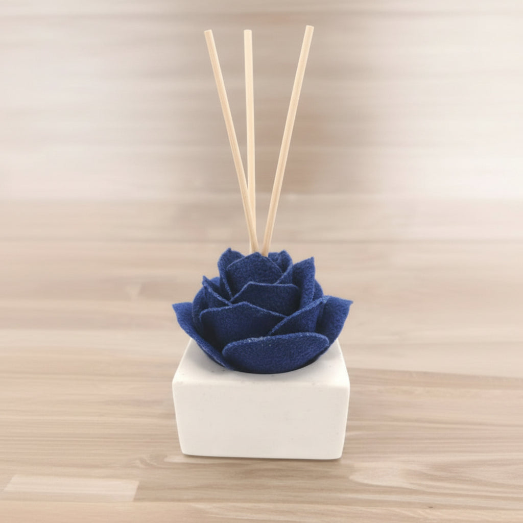 Diffusore Ambiente Rosa Raffinata in Sughero Blu – Elegante Profumatore Naturale - Fabris Solutions 
