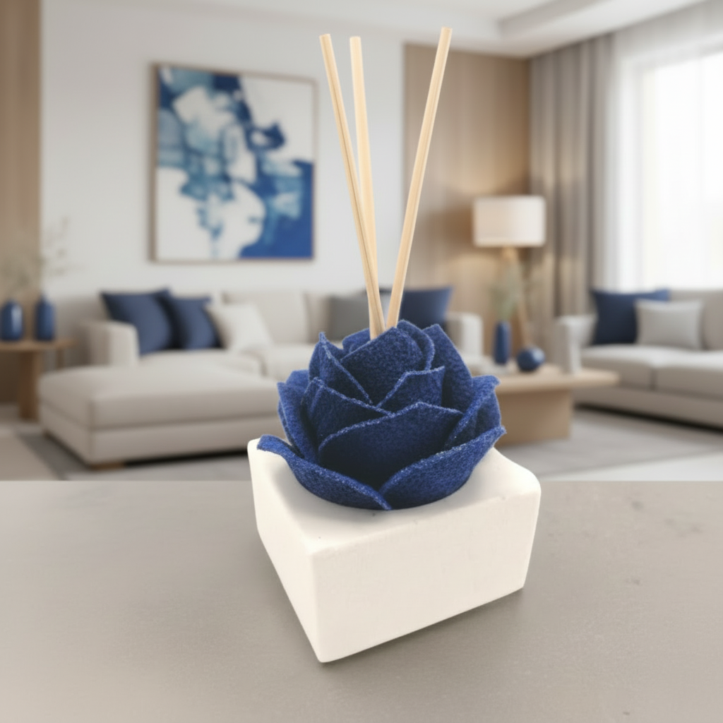 Diffusore Ambiente Rosa Raffinata in Sughero Blu – Elegante Profumatore Naturale - Fabris Solutions 