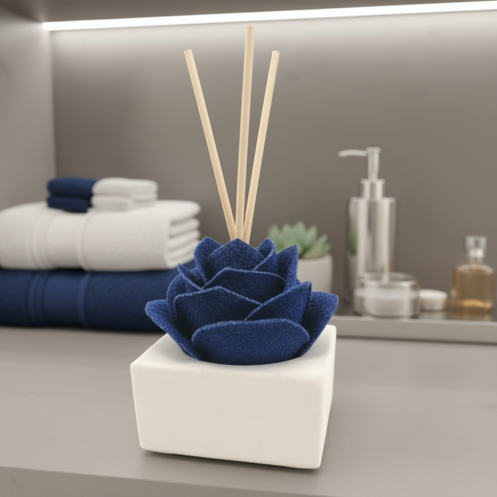 Diffusore Ambiente Rosa Raffinata in Sughero Blu – Elegante Profumatore Naturale - Fabris Solutions 