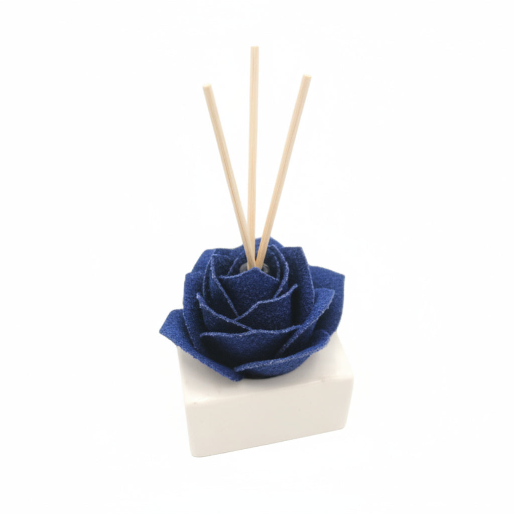 Diffusore Ambiente Rosa Raffinata in Sughero Blu – Elegante Profumatore Naturale - Fabris Solutions 