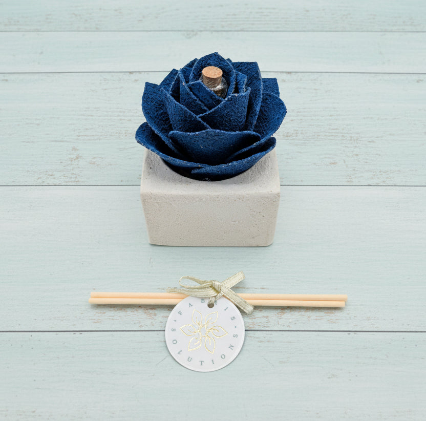 Diffusore Ambiente Rosa Raffinata in Sughero Blu – Elegante Profumatore Naturale - Fabris Solutions 