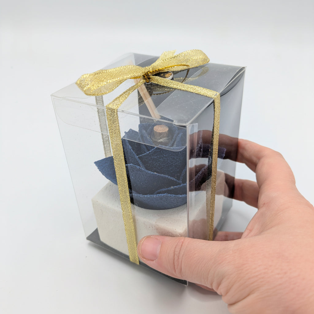 Diffusore Ambiente Rosa Raffinata in Sughero Blu – Elegante Profumatore Naturale - Fabris Solutions 