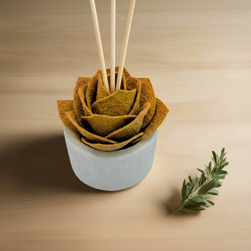 Diffusore Ambiente Rosa Raffinata in Sughero Giallo– Elegante Profumatore Naturale - Fabris Solutions 