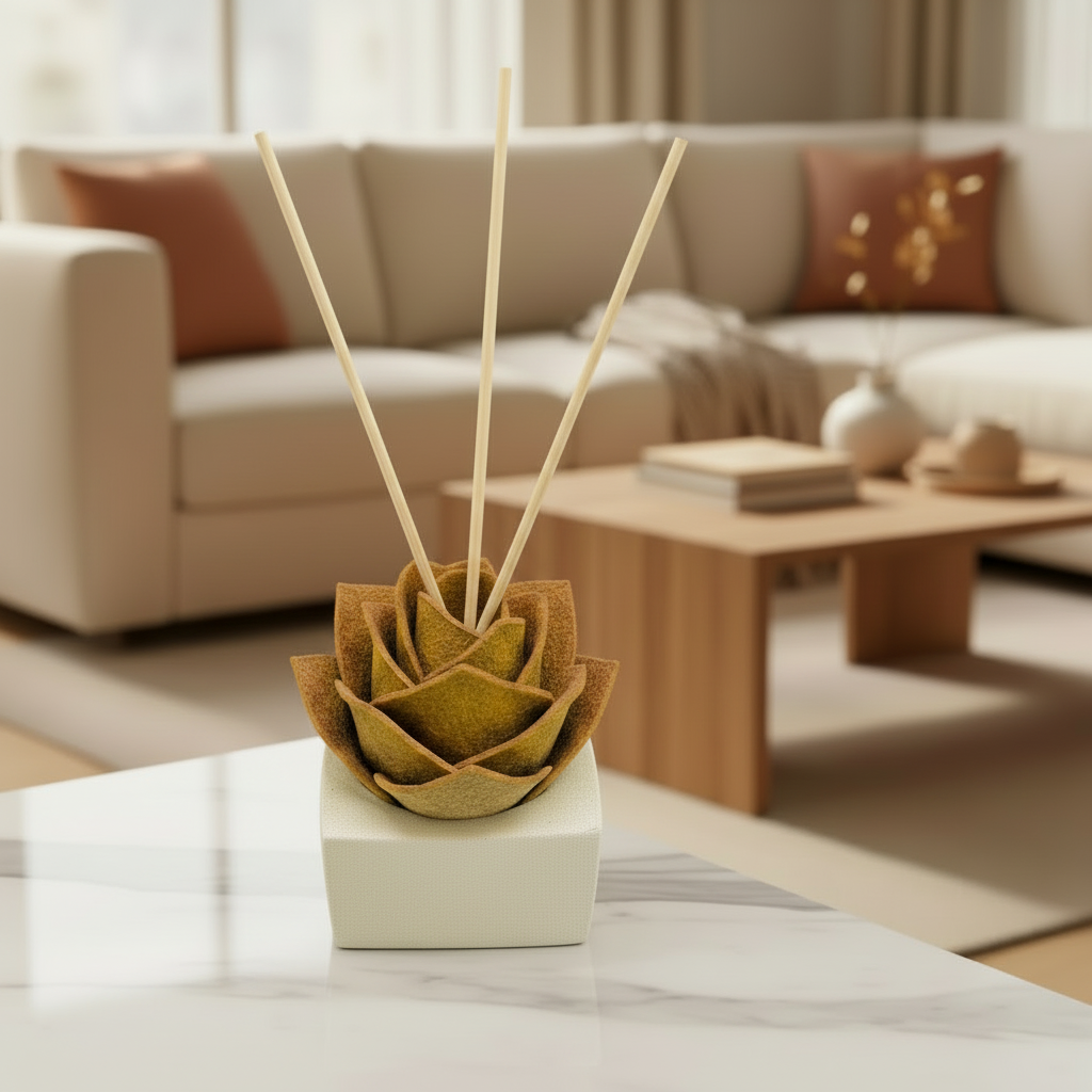 Diffusore Ambiente Rosa Raffinata in Sughero Giallo– Elegante Profumatore Naturale - Fabris Solutions 