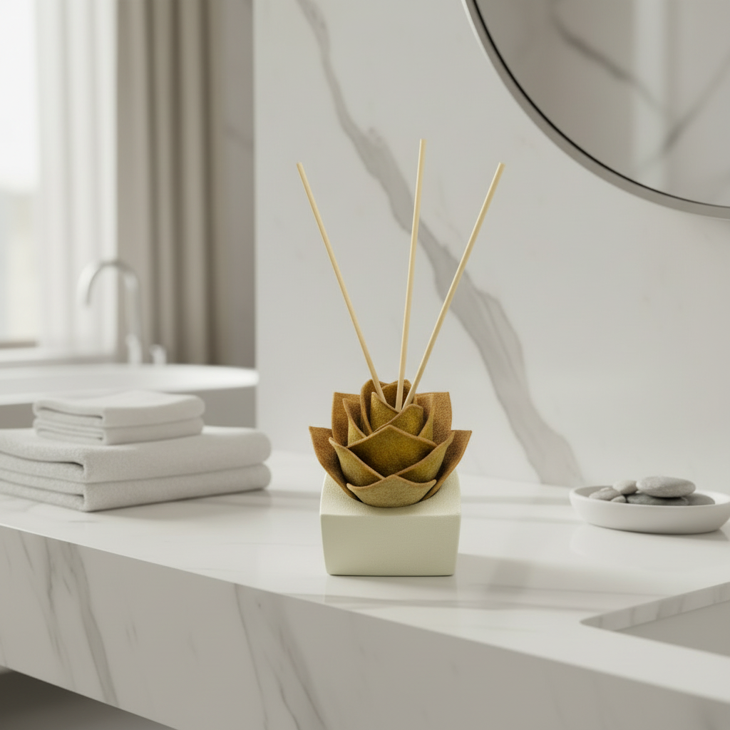 Diffusore Ambiente Rosa Raffinata in Sughero Giallo– Elegante Profumatore Naturale - Fabris Solutions 