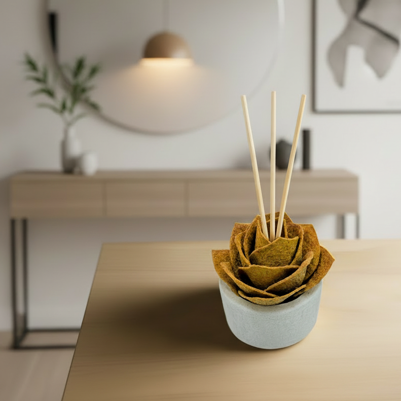 Diffusore Ambiente Rosa Raffinata in Sughero Giallo– Elegante Profumatore Naturale - Fabris Solutions 